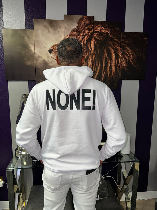 No Shame None! Custom Embroidered White Hoodie