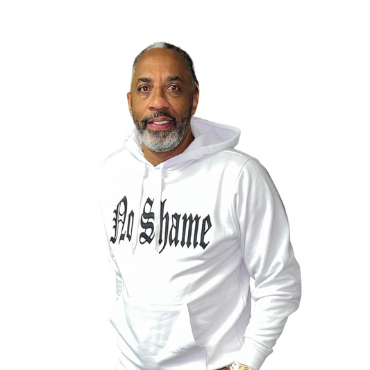 No Shame None! Custom Embroidered White Hoodie